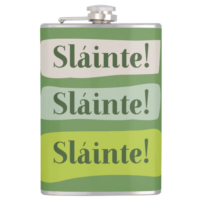 Slainte Irish Good Health St. Patrick's Day Green Hip Flask (Front)
