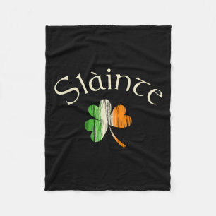 Slainte Irish Shamrock Flag Of Ireland St Patricks Fleece Blanket