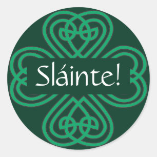 Sláinte Irish Shamrock Green Celtic Lucky Clover Classic Round Sticker