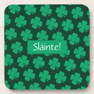 Sláinte Irish Shamrock Green Lucky Clover Coaster