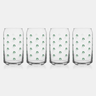 Slainte Lucky Shot Watercolor Style Shamrock Can Glass
