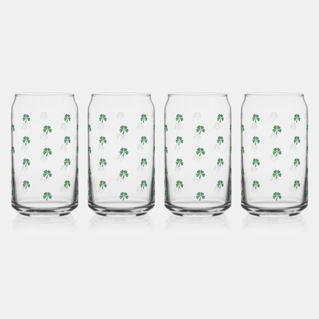 Slainte Lucky Shot Watercolor Style Shamrock Can Glass (Back)