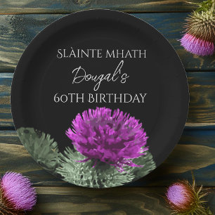 Slàinte mhath Thistle Birthday Paper Plate