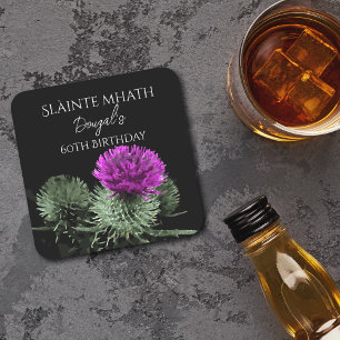  Slàinte mhath Thistle Birthday Square Paper Coaster