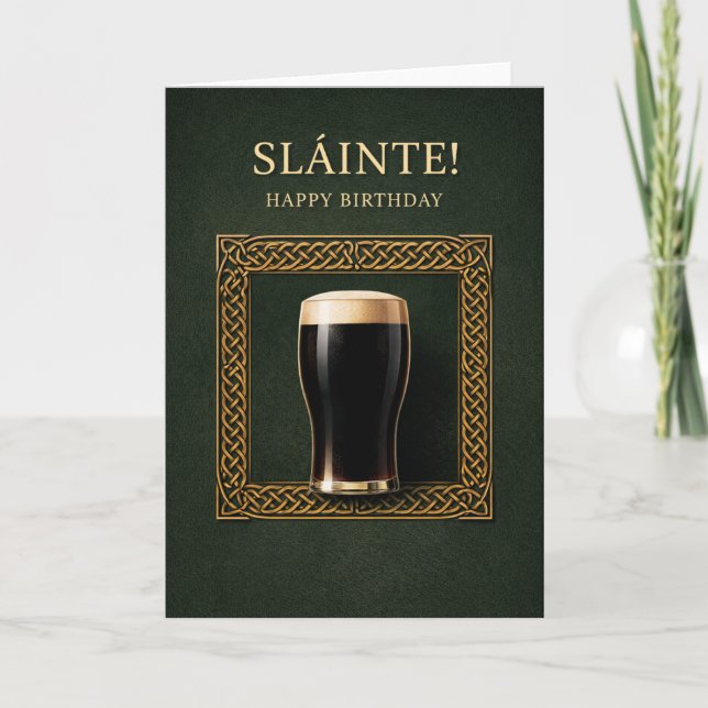 Slainte! Modern Celtic Irish Birthday Card for men (Front)