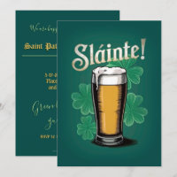 Slàinte! Saint Patrick's Day Pint of Beer on Green