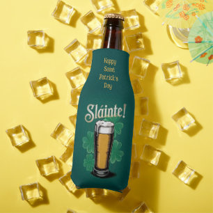 Slàinte! Saint Patrick's Day Pint of Beer on Green Bottle Cooler