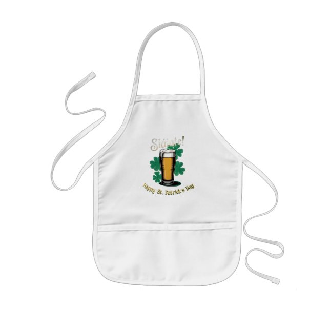 Slàinte! Saint Patrick's Day Pint of Beer on Green Kids Apron (Front)