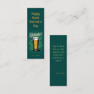 Slàinte! Saint Patrick's Day Pint of Beer on Green Mini Business Card