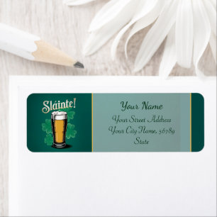 Slàinte! Saint Patrick's Day Pint of Beer on Green Return Address Label
