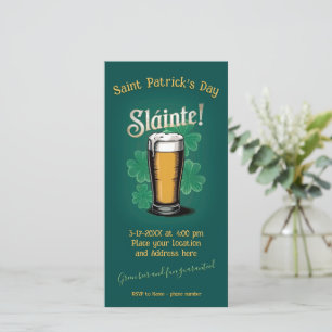Slàinte! Saint Patrick's Day Pint of Beer on Green Save The Date