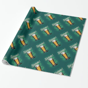 Slàinte! Saint Patrick's Day Pint of Beer on Green Wrapping Paper