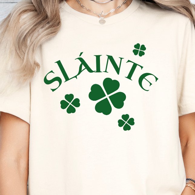 Slainte, Shamrock, Irish St. Patrick's Lucky Green T-Shirt (lucky green Irish shamrock shirt St. Patrick's Day slainte)