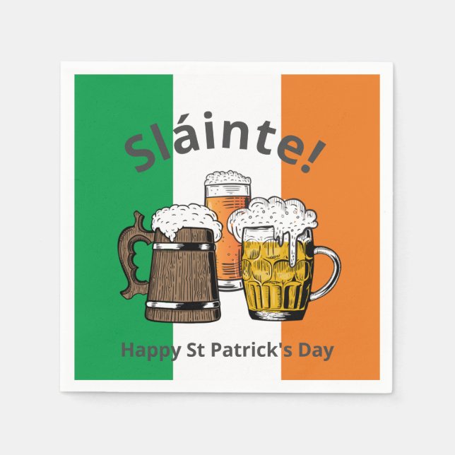 Sláinte! ST PATRICK'S DAY Beer Napkin (Front)