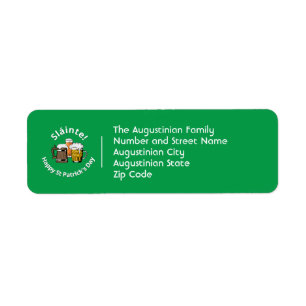 Sláinte! ST PATRICK'S DAY Cartoon Beers Return Address Label