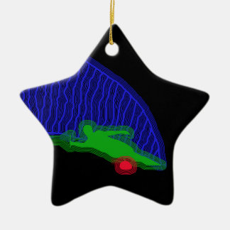 Slalom Water Skier Neon Spray Ceramic Tree Decoration
