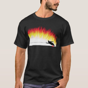Slalom Water Skier With Flames T-Shirt