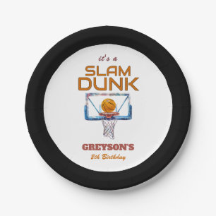Slam Dunk Basketball Any Age Birthday Paper Plate