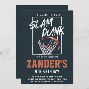 Slam Dunk Basketball Birthday Party, Any Age Invitation