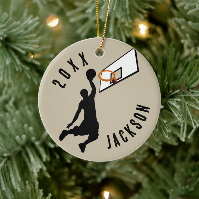 Slam Dunk! Basketball Player Christmas Ceramic Ornament (Tree)