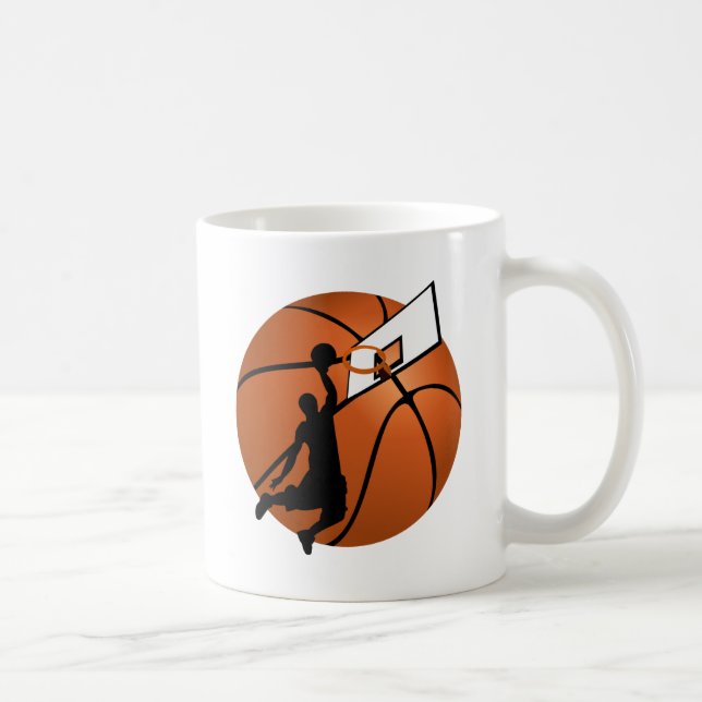 Slam Dunk Basketball Player w/Hoop on Ball Coffee Mug (Right)