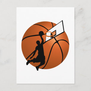 Slam Dunk Basketball Player w/Hoop on Ball Postcard