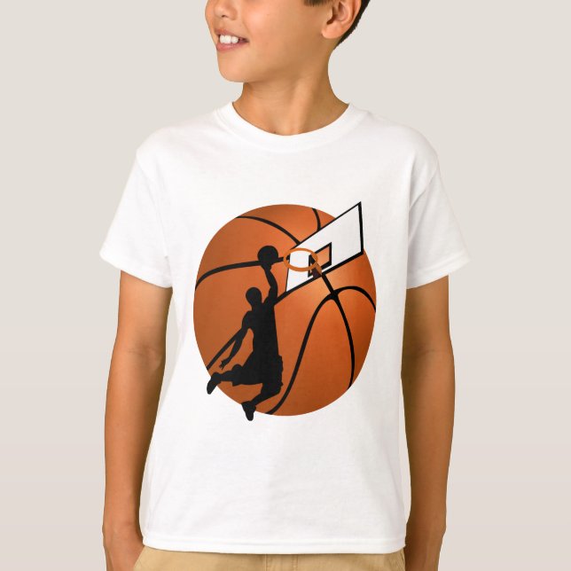 Slam Dunk Basketball Player w/Hoop on Ball T-Shirt (Front)
