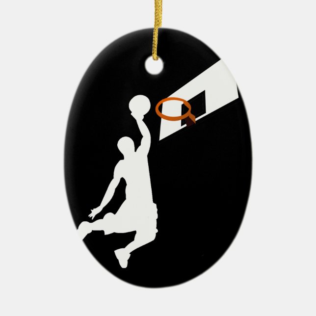 Slam Dunk Basketball Player - White Silhouette Ceramic Ornament (Front)