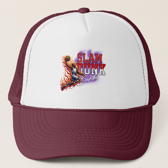 " SLAM DUNK" Basketball Trucker Hat (Front)