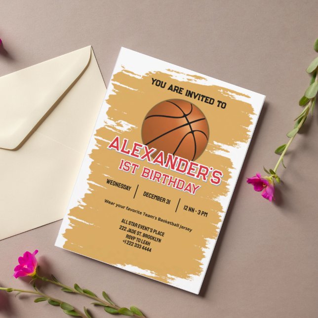 Slam Dunk First Birthday Bash Invitation (Creator Uploaded)