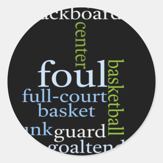 Slam Dunk of Words: Basketball Game of Champions Classic Round Sticker (Front)