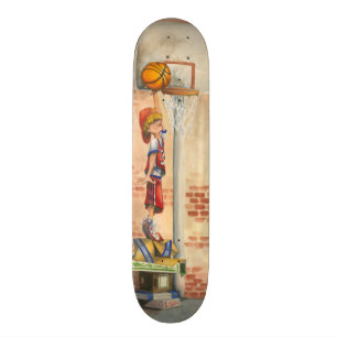 Slam Dunk on Basketball Hoop by Jay Throckmorton Skateboard