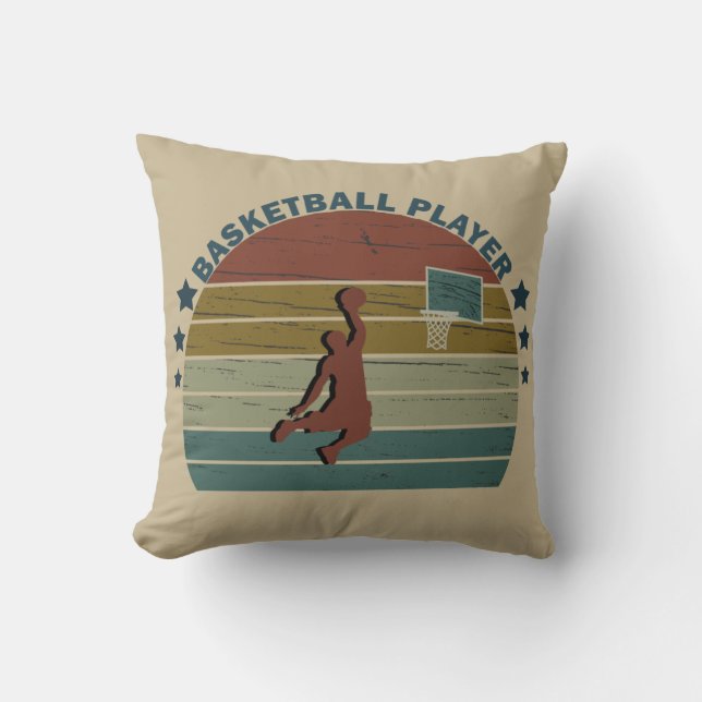 Slam Dunk Retro Basketball Player Cushion (Front)
