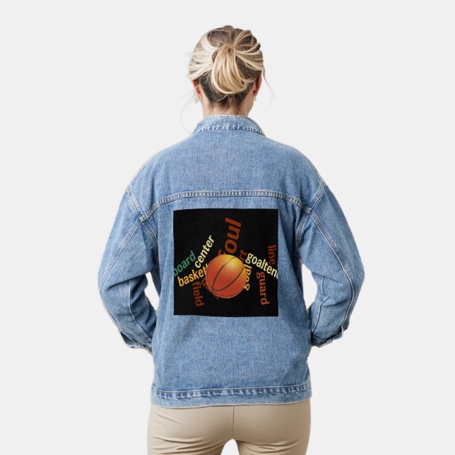 Slam Dunk Style: Basketball-Inspired Denim Jacket (Model)