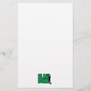 slam dunk text green and black stationery