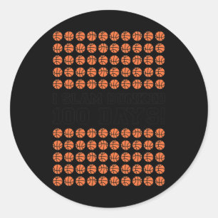 Slam Dunked 100 Days Basketball For Boys 100th Day Classic Round Sticker
