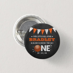 Slam Dunking The Big One Basketball 1st Birthday 3 Cm Round Badge