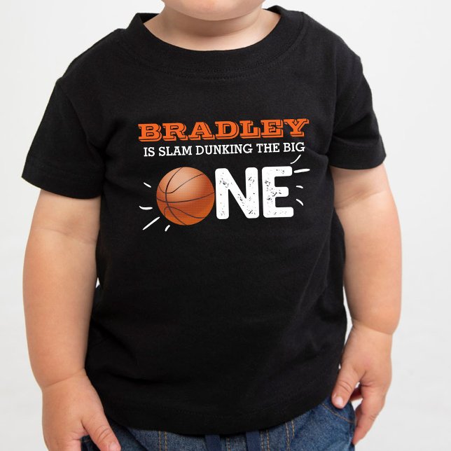 Slam Dunking The Big One | Basketball 1st Birthday Baby T-Shirt (Creator Uploaded)