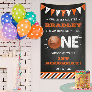 Slam Dunking The Big One   Basketball 1st Birthday Banner