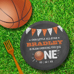 Slam Dunking The Big One | Basketball 1st Birthday Paper Plate<br><div class="desc">Celebrate in style with these trendy 1st birthday party paper plates. The design is easy to personalise with your own wording and your family and friends will be thrilled when they see these fabulous party plates. Matching party items can be found in the collection.</div>