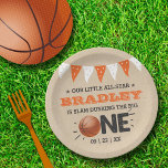Slam Dunking The Big One | Basketball 1st Birthday Paper Plate<br><div class="desc">Celebrate in style with these trendy 1st birthday party paper plates. The design is easy to personalise with your own wording and your family and friends will be thrilled when they see these fabulous party plates. Matching party items can be found in the collection.</div>