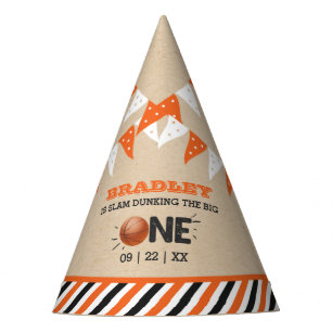Slam Dunking The Big One Basketball 1st Birthday Party Hat