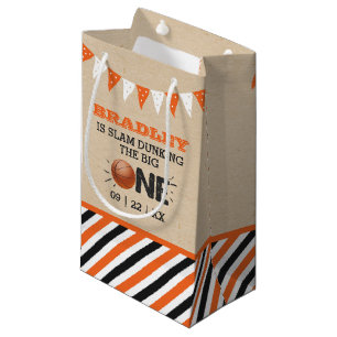Slam Dunking The Big One   Basketball 1st Birthday Small Gift Bag