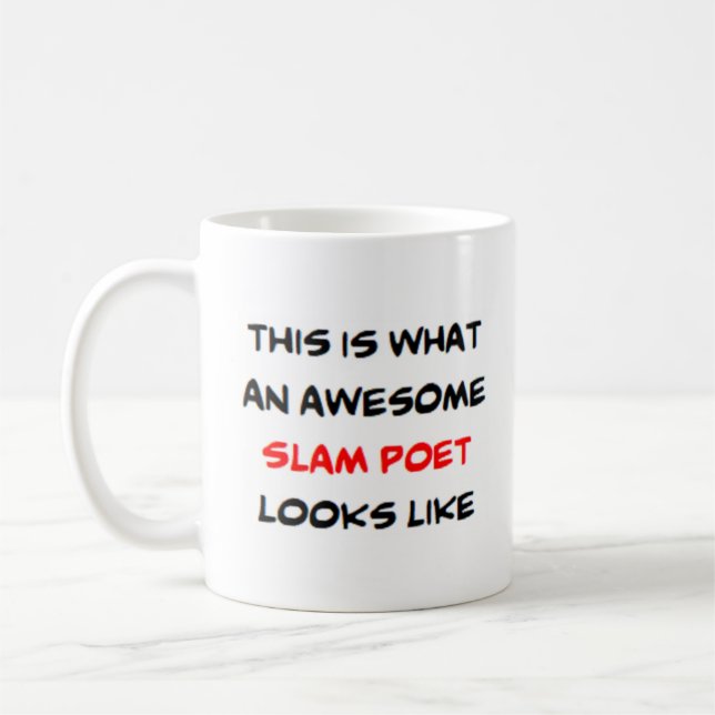 slam poet, awesome coffee mug (Left)