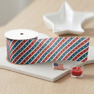Slant Stars and Stripes Patriotic Americana Theme Satin Ribbon