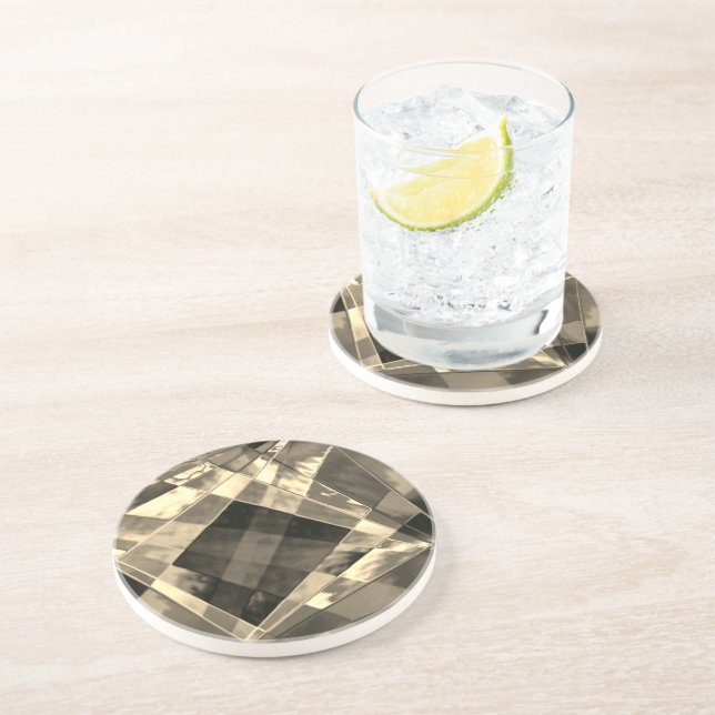 Slanted and frayed rectangles overlapping  coaster (Side)
