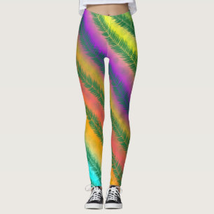Slanted Colourful Striped Leggings