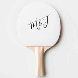 Slanted Couple Initials Modern Ping Pong Paddle