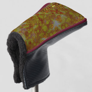 Slanted orange stripes stained with plaid golf head cover