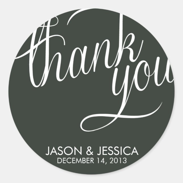 Slanted Thank You Label Wedding Stickers (Front)